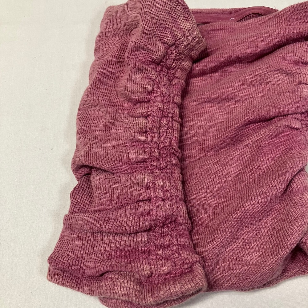 Free People Boulevard Womens Berry Pink Ruched Slub Knit Strapless Tube Top XS - Picture 6 of 11